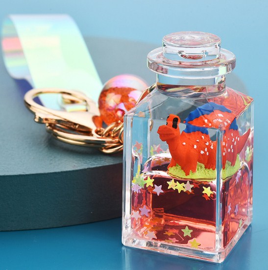 Dinosaur Glitter Keychain, Acrylic Keychain Dinosaur