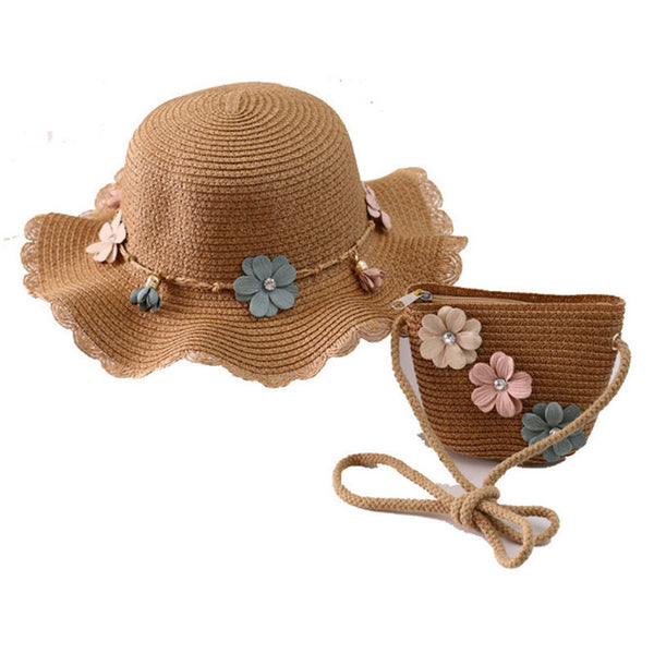 Toddler / Kid Two Flowers Decor Straw Hat