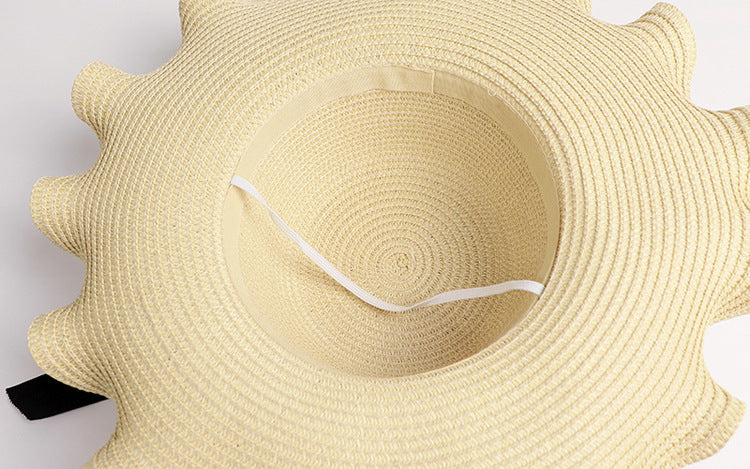 Wide Brim Honeycome Straw Hat