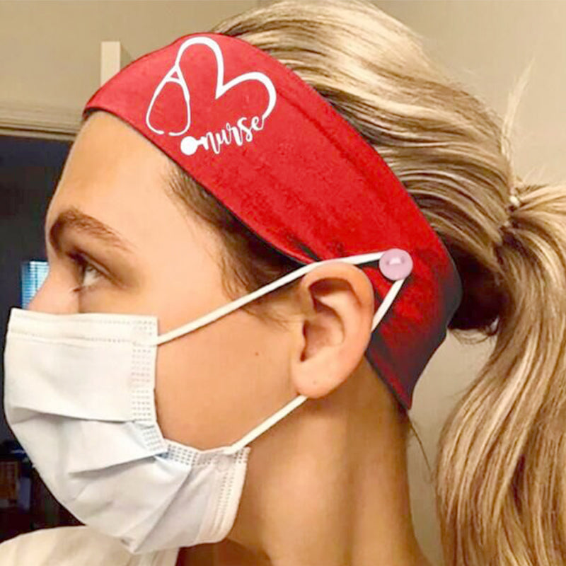 Nurse Elastic Headband, Headwrap, Turban, With Button, Non Slip Elastic Ear Protection, Spa, Yoga, Sports, Workout, Gift Ideas Women, Doctor, Nurses