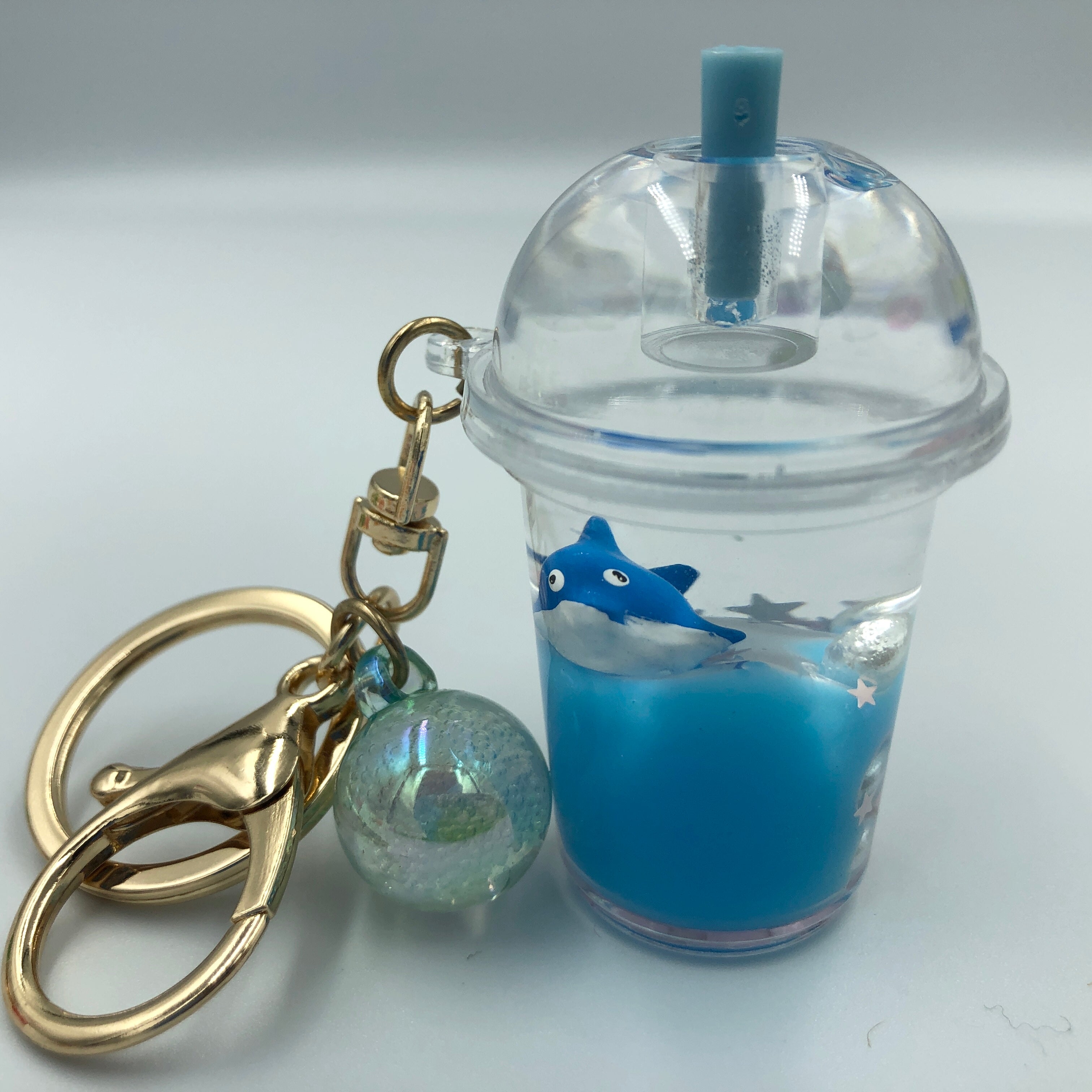 Green Turtle Boba Baby Keychain Cute Kawaii Liquid Fidget Toy Keychains
