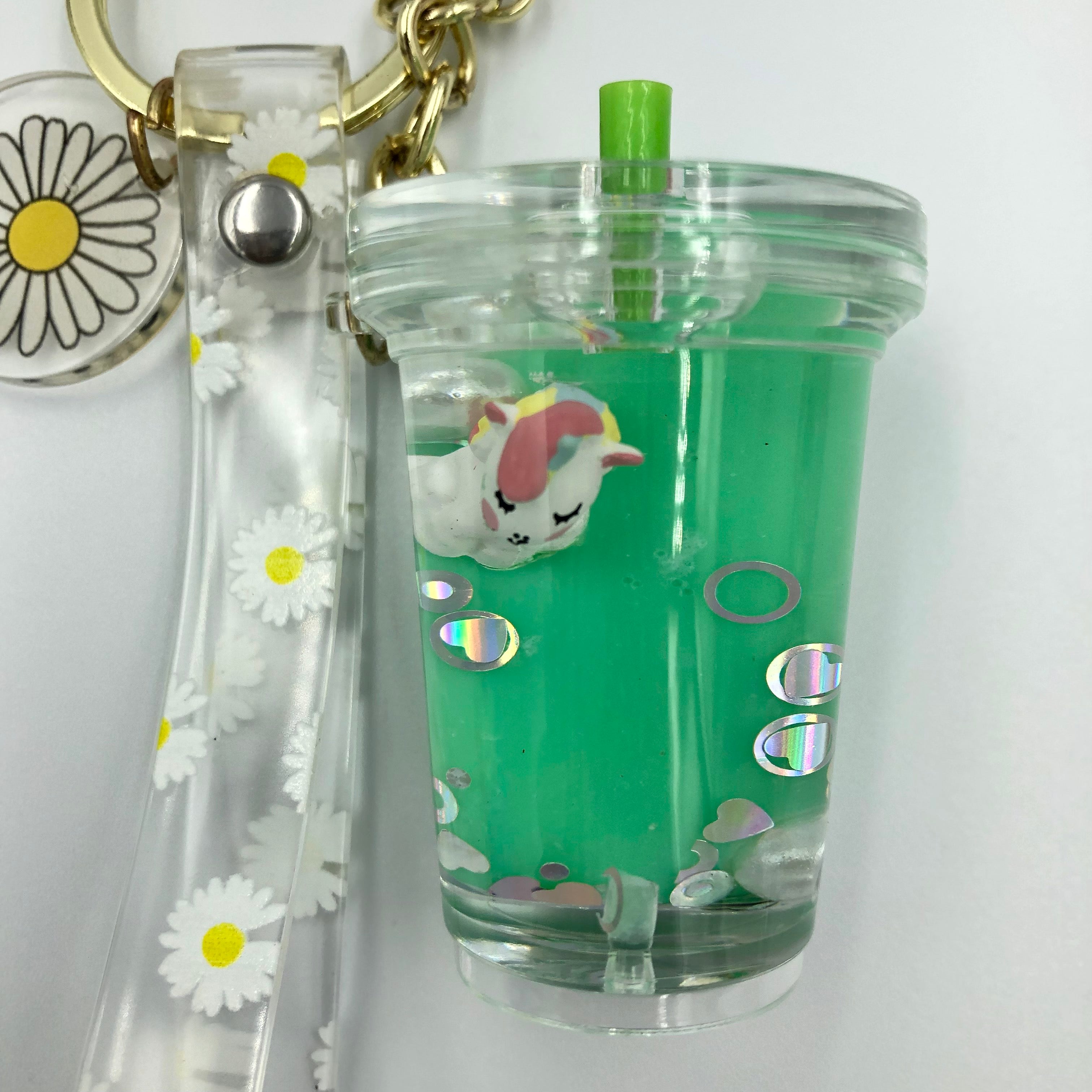 Green Turtle Boba Baby Keychain Cute Kawaii Liquid Fidget Toy Keychains